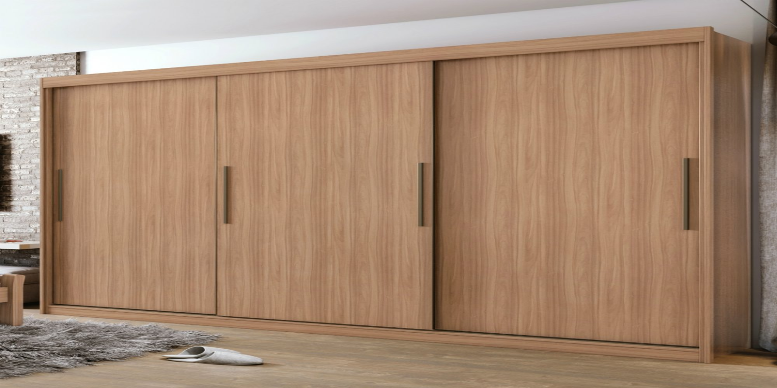 Clóset moderno con puertas corredizas de melamina y espejos, ideal para dormitorios matrimoniales